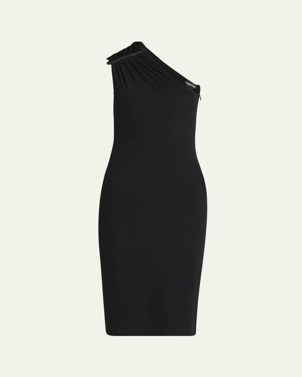 Strass Ruched One-Shoulder Dress
